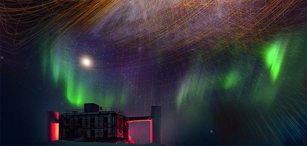 Ein Forschungslabor bei Nacht unter einem Sternenhimmel. Auch die Aurora Borealis ist zu sehen.