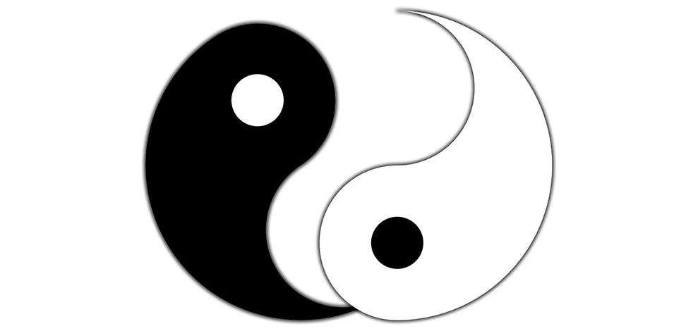 Yin and Yang breaking Yin- und Yang-Zeichen, das auseinander bricht.